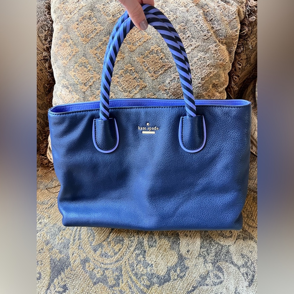 New Kate Spade Blue Leather Handbag/ Crossbody Purse Satchel